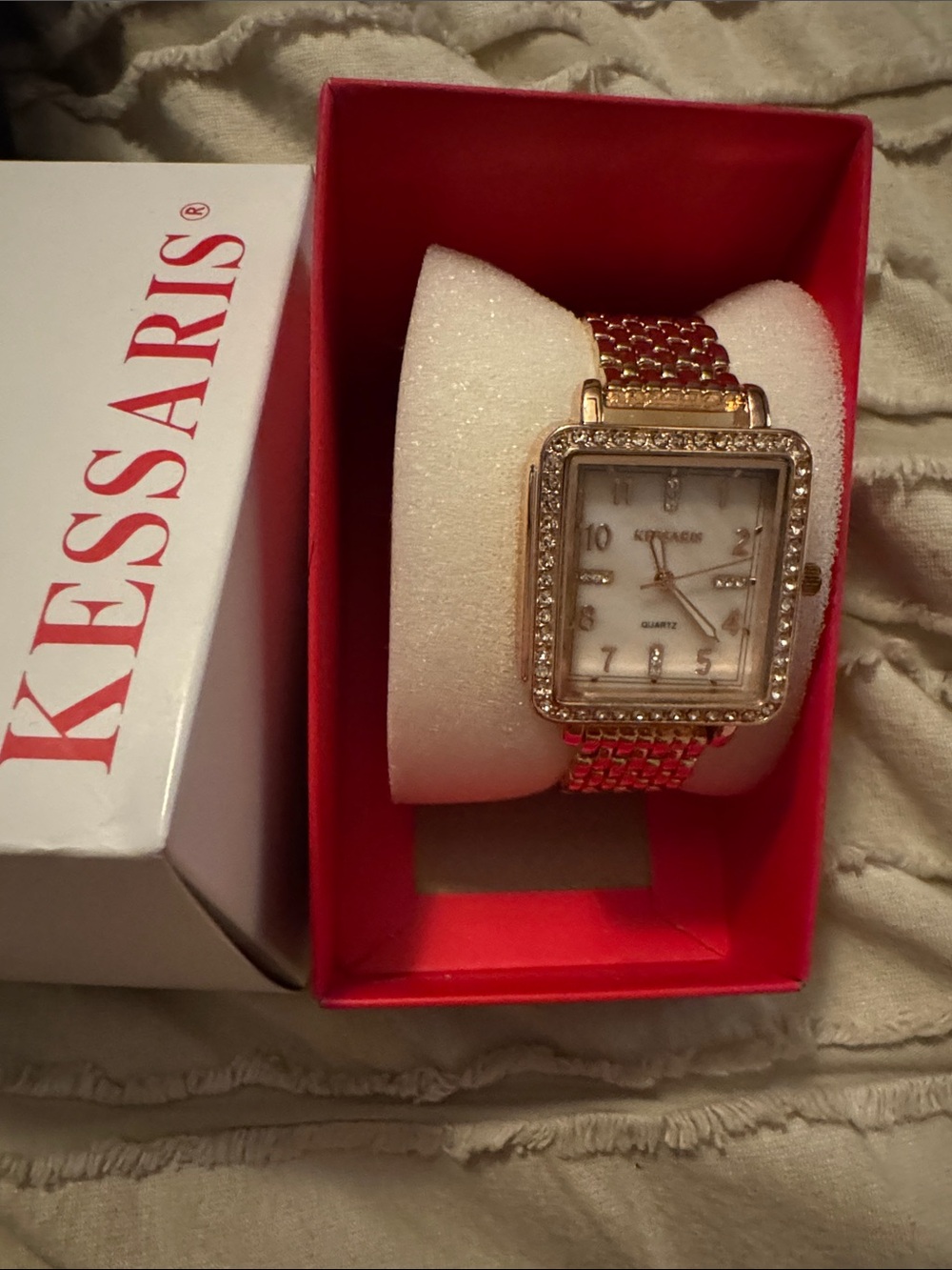 NWT Vintage Kessaris Women’s Rose Gold Crystal Square Dial Watch